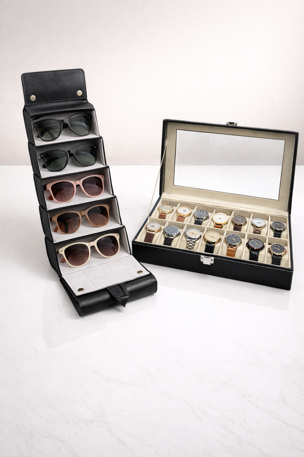 Combo Organizador de Lentes + Caja para Relojes