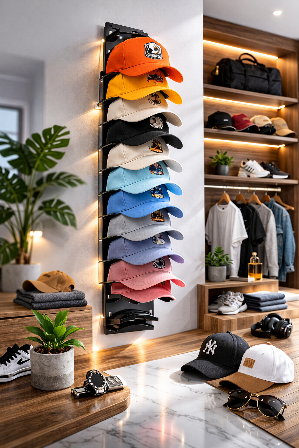Estante Organizador de Gorras – Ahorra Espacio y Luce tu Estilo (hasta 10 Gorras)!