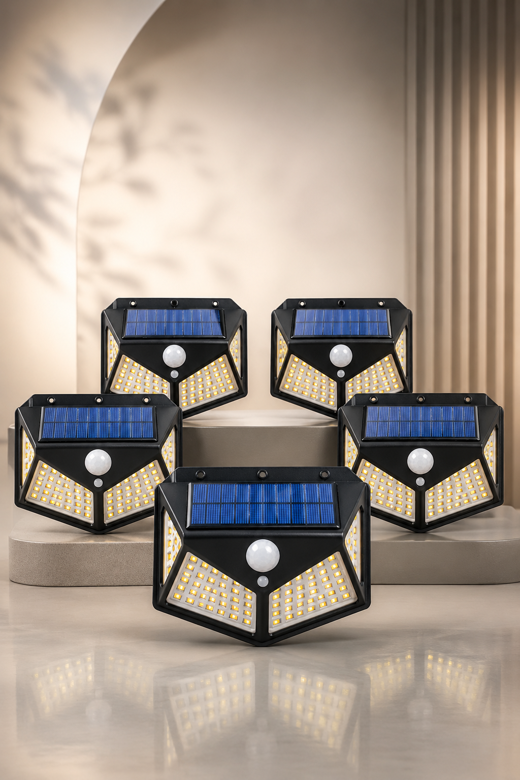 Combo de 5 Lámparas Solares Impermiables con Sensor