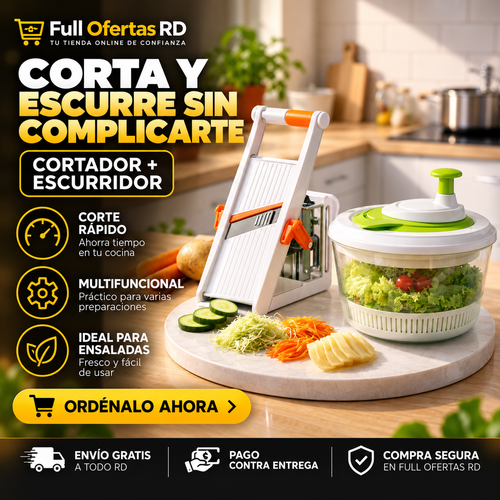 Combo Mandolina Cortadora + Escurridor de Alimentos