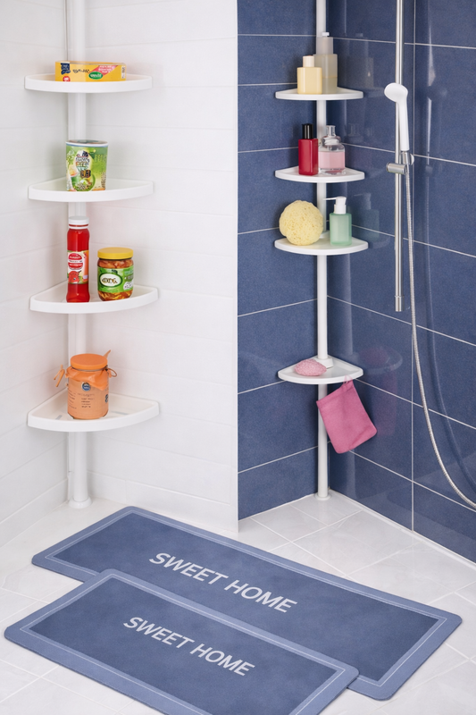 Combo Esquinero de Baño + Set de Alfombra Antideslizante