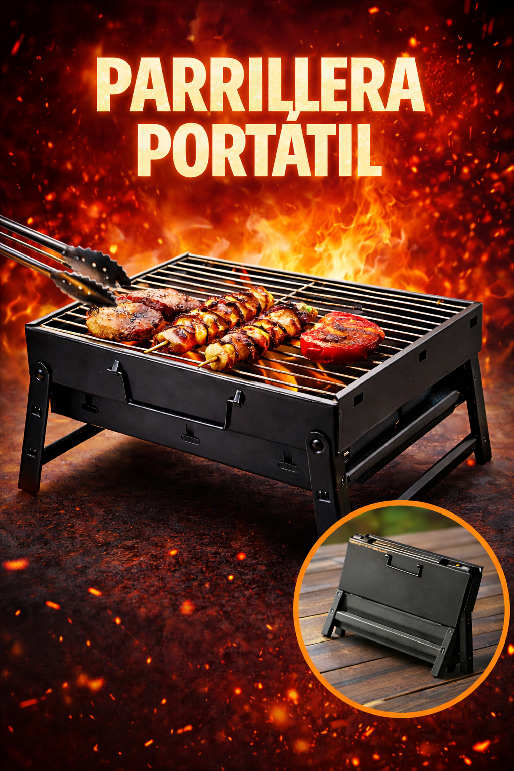 Parrillera Portátil Plegable – Compacta y Resistente