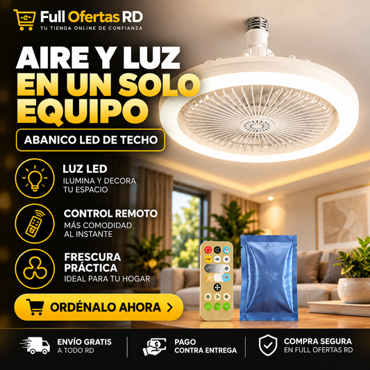 Abanico LED Multifuncional con Luz, Control Remoto y Aromatizador