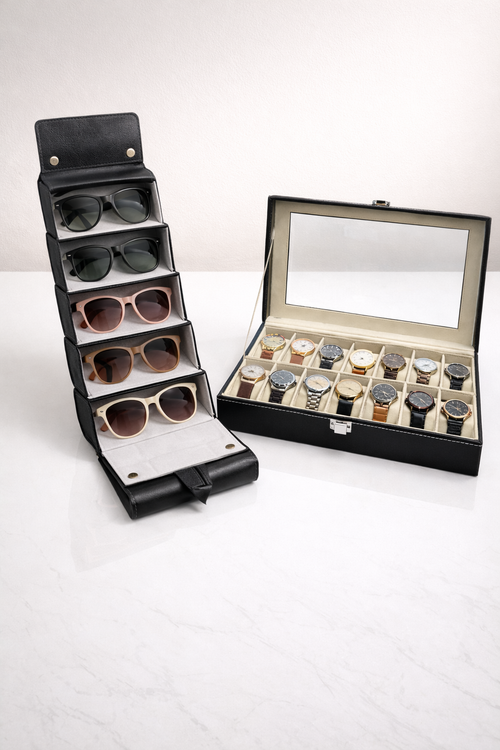 Combo Organizador de Lentes + Caja para Relojes