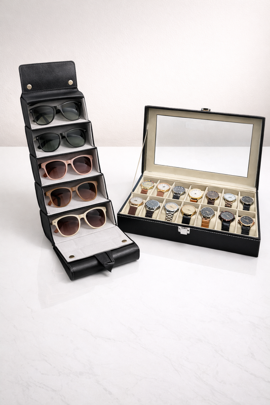 Combo Organizador de Lentes + Caja para Relojes