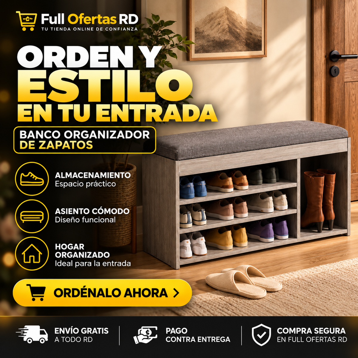 Zapatera Tipo Sofá 3 en 1