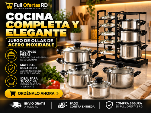 Combo Juego de Ollas + Organizador de Ollas y Tapas