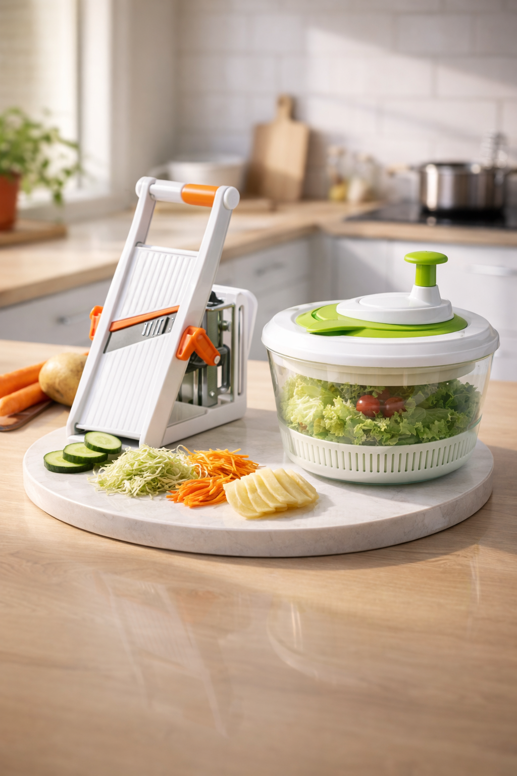 Combo Mandolina Cortadora + Escurridor de Alimentos