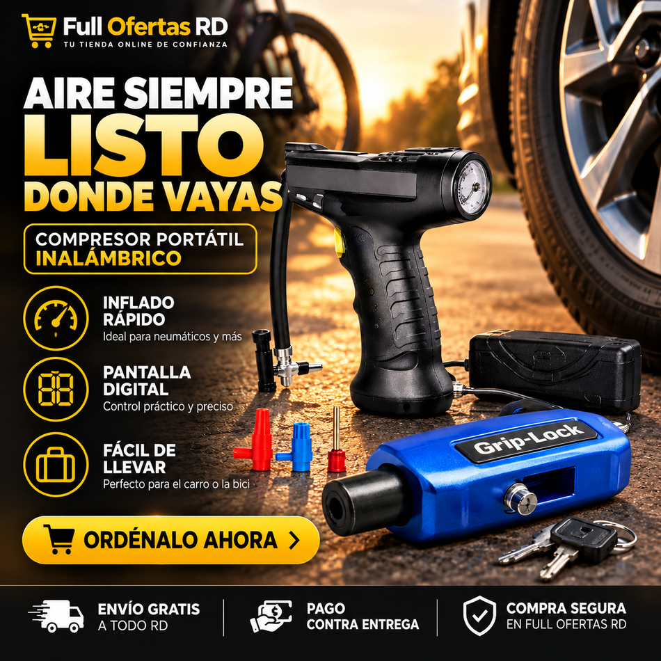 Combo Compresor de Aire + Candado para Motor