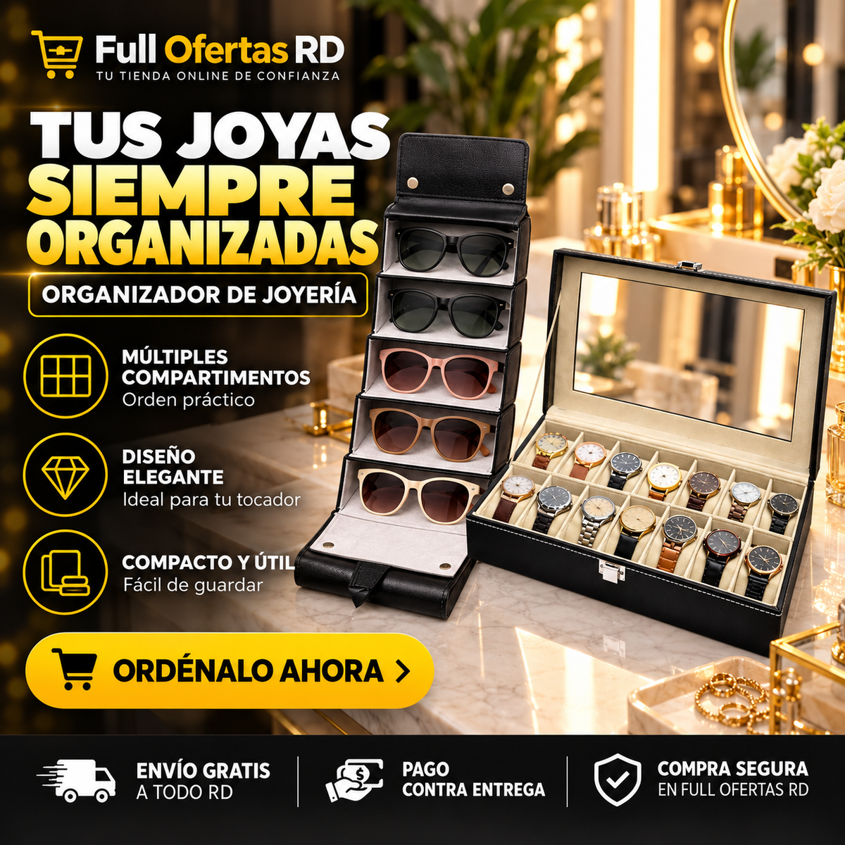 Combo Organizador de Lentes + Caja para Relojes