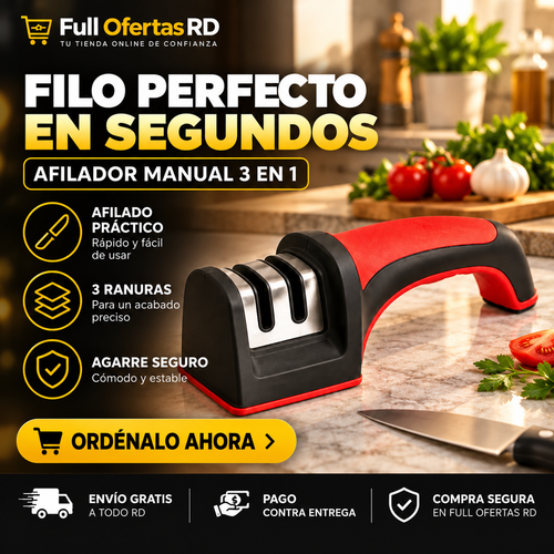 Afilador Manual de Cuchillos 3 en 1